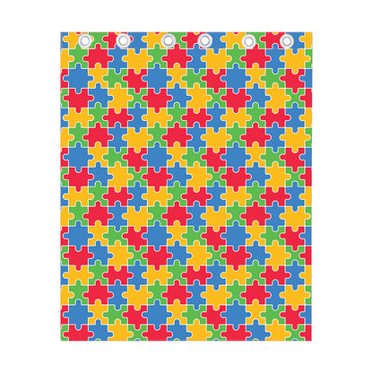 Autism Awareness Jigsaw Pattern Print Curtain