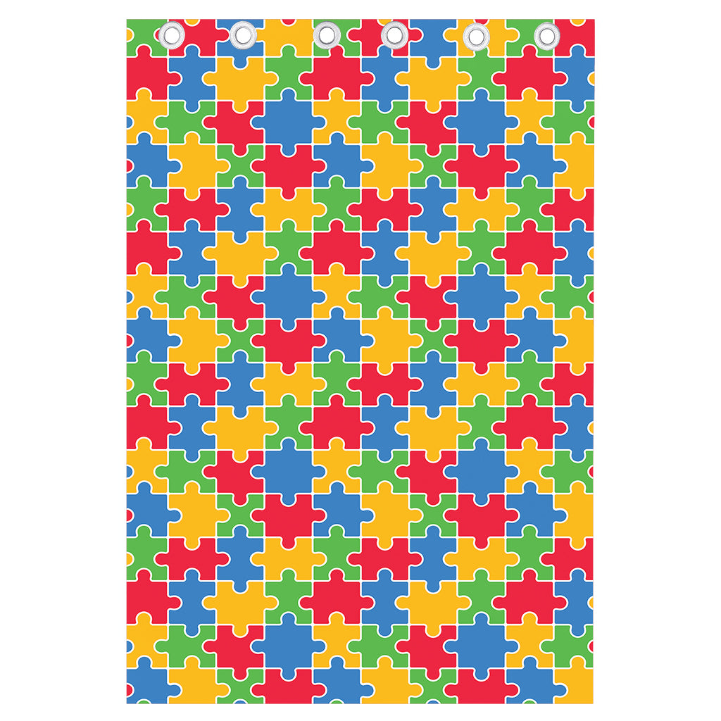 Autism Awareness Jigsaw Pattern Print Curtain