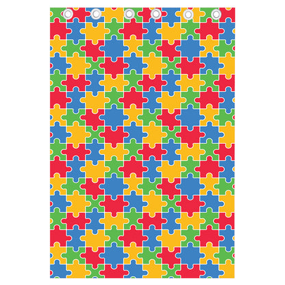 Autism Awareness Jigsaw Pattern Print Curtain