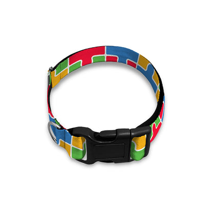 Autism Awareness Jigsaw Pattern Print Dog Collar