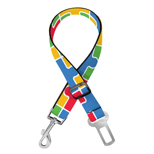 Autism Awareness Jigsaw Pattern Print Dog Seat Belt