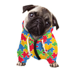 Autism Awareness Jigsaw Pattern Print Dog Zip Up Hoodie