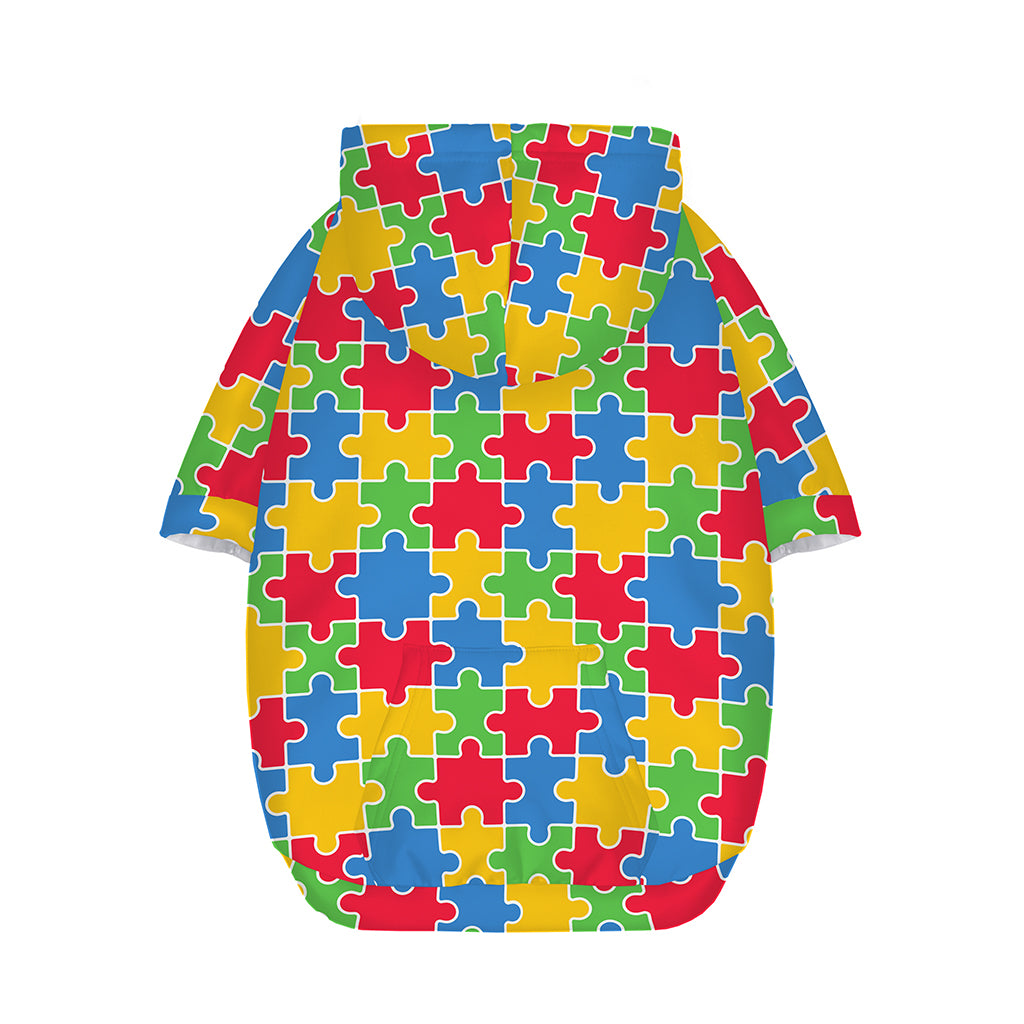 Autism Awareness Jigsaw Pattern Print Dog Zip Up Hoodie