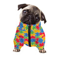 Autism Awareness Jigsaw Pattern Print Dog Zip Up Jacket