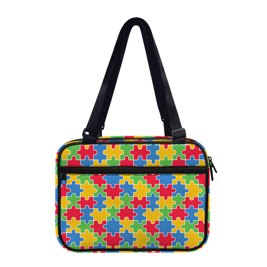 Autism Awareness Jigsaw Pattern Print Double Strap Bible Bag