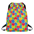 Autism Awareness Jigsaw Pattern Print Drawstring Backpack