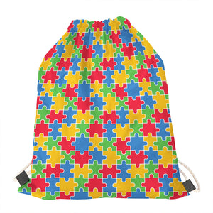 Autism Awareness Jigsaw Pattern Print Drawstring Bag