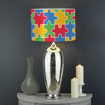 Autism Awareness Jigsaw Pattern Print Drum Lamp Shade