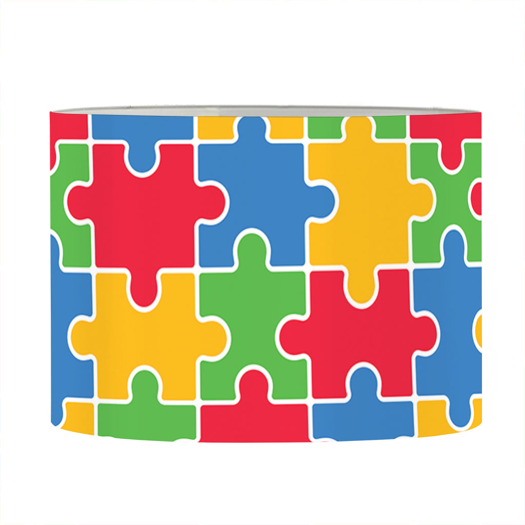 Autism Awareness Jigsaw Pattern Print Drum Lamp Shade
