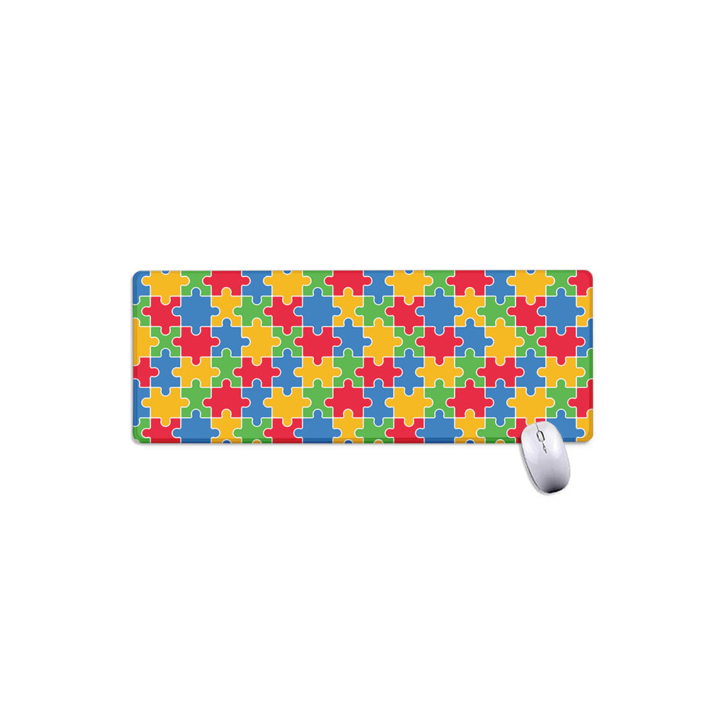 Autism Awareness Jigsaw Pattern Print Extended Mouse Pad