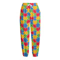 Autism Awareness Jigsaw Pattern Print Fleece Lined Knit Pants