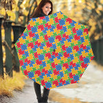 Autism Awareness Jigsaw Pattern Print Foldable Umbrella