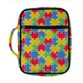 Autism Awareness Jigsaw Pattern Print Front Pocket Bible Bag