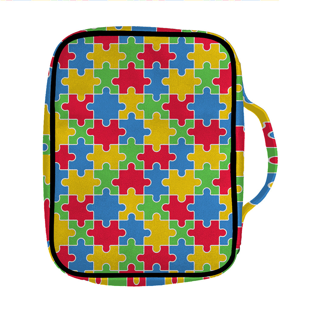 Autism Awareness Jigsaw Pattern Print Front Pocket Bible Bag