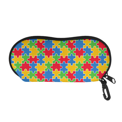 Autism Awareness Jigsaw Pattern Print Glasses Case