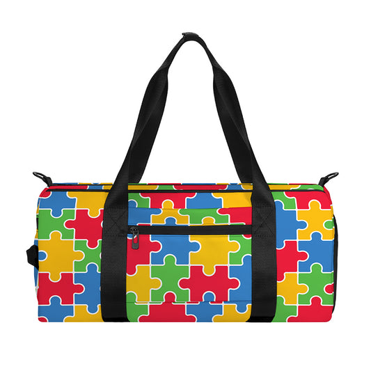 Autism Awareness Jigsaw Pattern Print Gym Bag