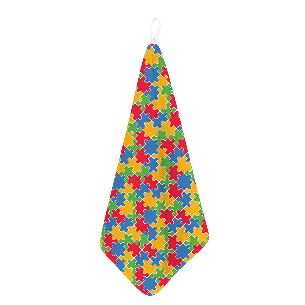 Autism Awareness Jigsaw Pattern Print Hand Towel