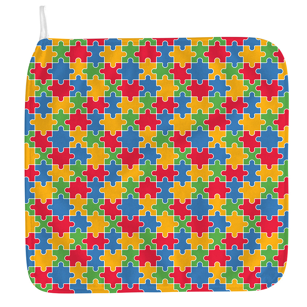 Autism Awareness Jigsaw Pattern Print Hand Towel