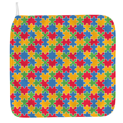 Autism Awareness Jigsaw Pattern Print Hand Towel