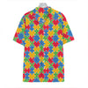 Autism Awareness Jigsaw Pattern Print Hawaiian Shirt