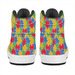 Autism Awareness Jigsaw Pattern Print High Top Leather Sneakers