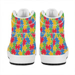 Autism Awareness Jigsaw Pattern Print High Top Leather Sneakers