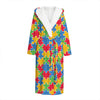 Autism Awareness Jigsaw Pattern Print Hooded Bathrobe