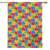 Autism Awareness Jigsaw Pattern Print House Flag