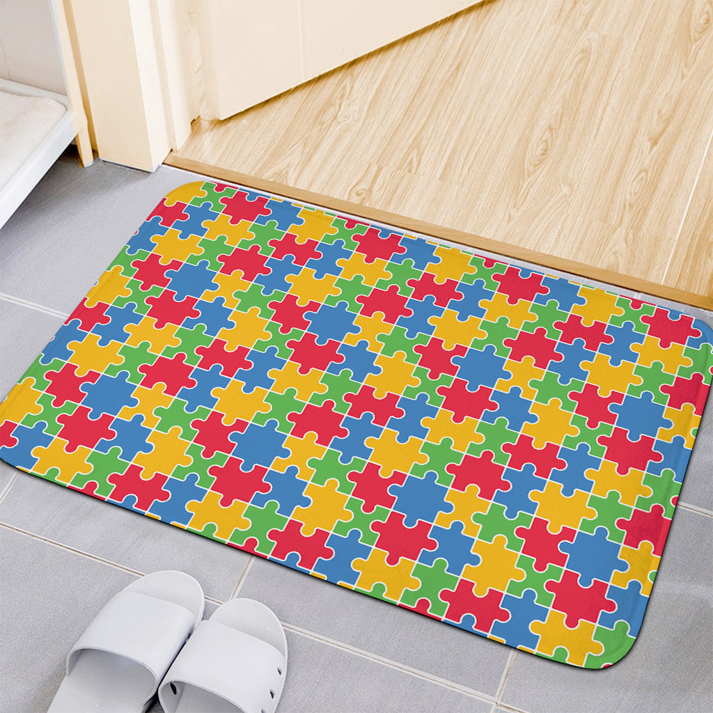 Autism Awareness Jigsaw Pattern Print Indoor Door Mat