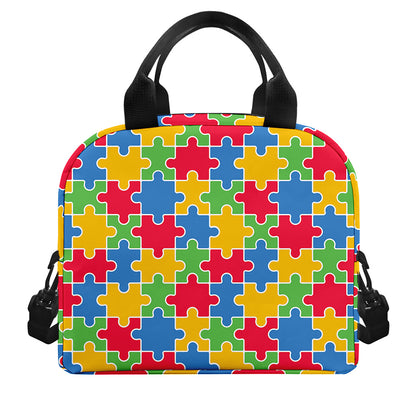 Autism Awareness Jigsaw Pattern Print Insulated Lunch Bag