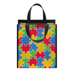 Autism Awareness Jigsaw Pattern Print Insulated Lunch Tote