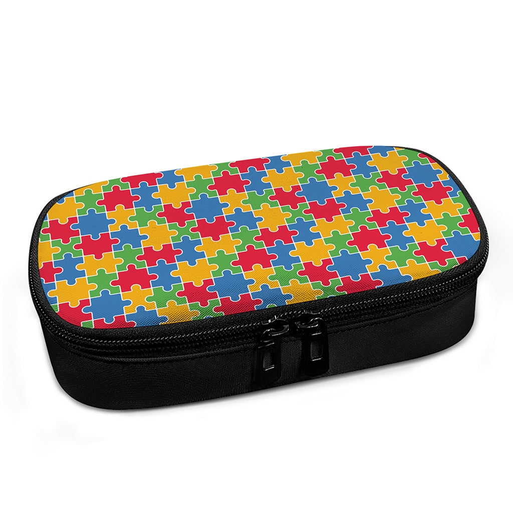 Autism Awareness Jigsaw Pattern Print Insulin Cooler Travel Case