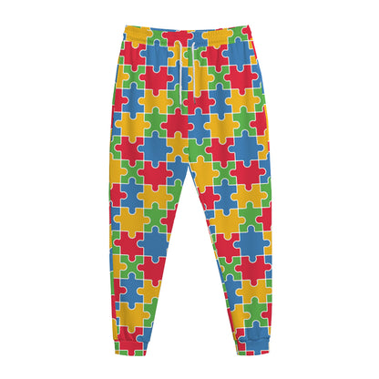 Autism Awareness Jigsaw Pattern Print Jogger Pants