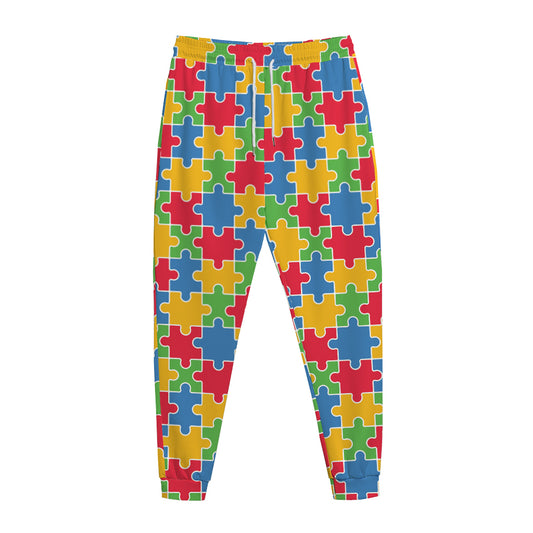 Autism Awareness Jigsaw Pattern Print Jogger Pants