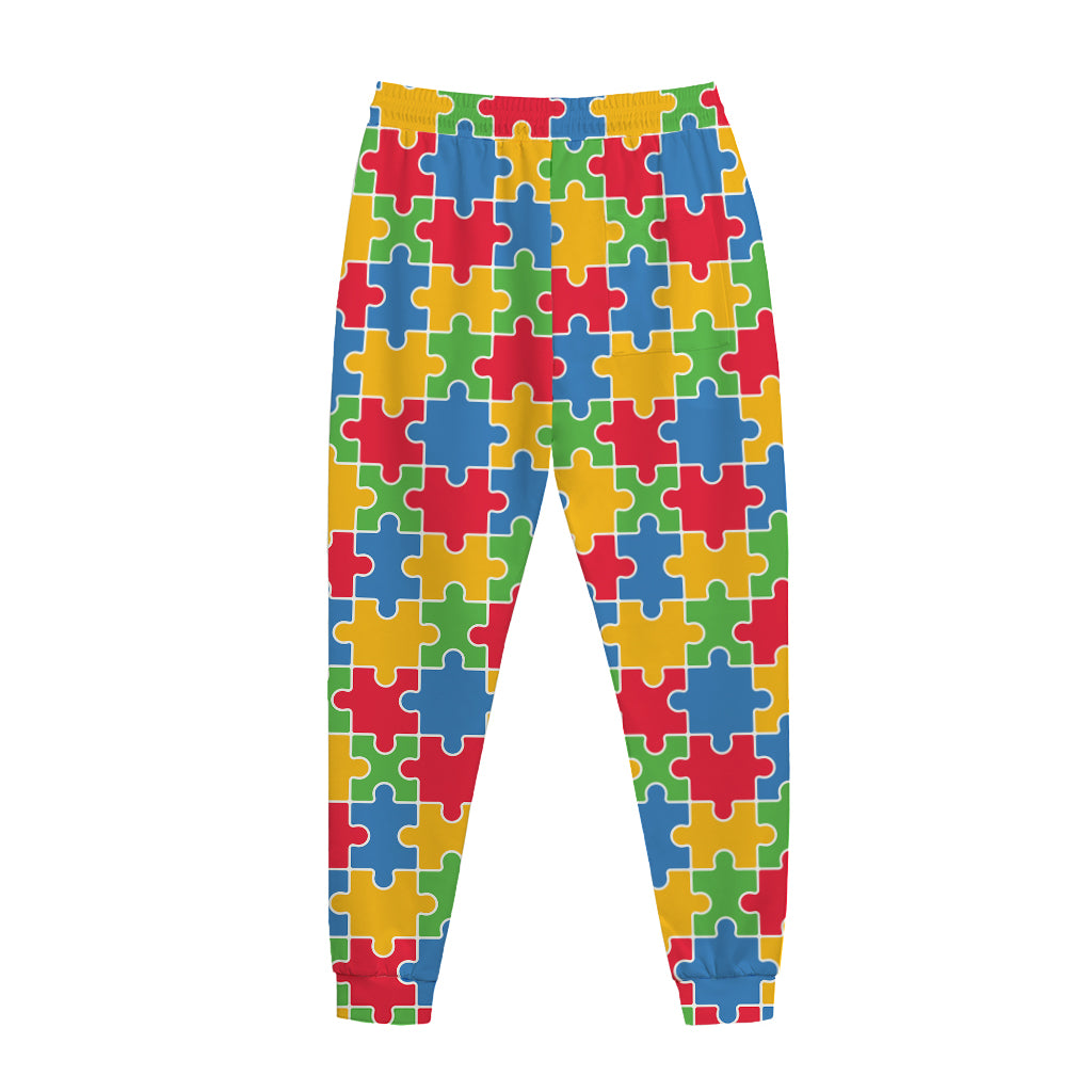 Autism Awareness Jigsaw Pattern Print Jogger Pants