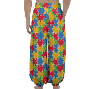 Autism Awareness Jigsaw Pattern Print Lantern Pants