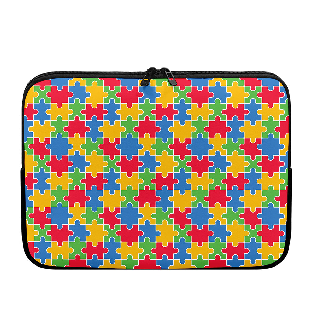 Autism Awareness Jigsaw Pattern Print Laptop Sleeve