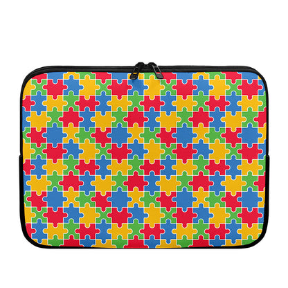 Autism Awareness Jigsaw Pattern Print Laptop Sleeve