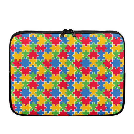 Autism Awareness Jigsaw Pattern Print Laptop Sleeve