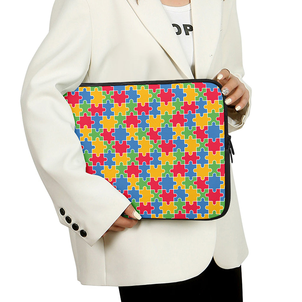 Autism Awareness Jigsaw Pattern Print Laptop Sleeve