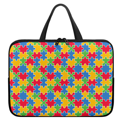 Autism Awareness Jigsaw Pattern Print Laptop Sleeve With Handle