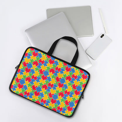 Autism Awareness Jigsaw Pattern Print Laptop Sleeve With Handle