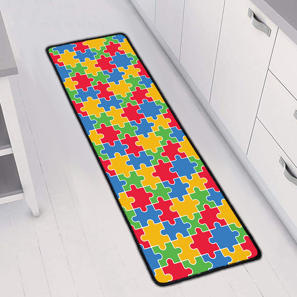 Autism Awareness Jigsaw Pattern Print Long Kitchen Mat