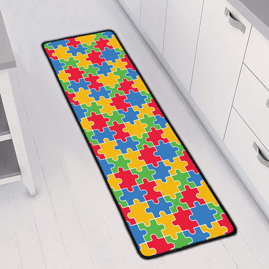 Autism Awareness Jigsaw Pattern Print Long Kitchen Mat