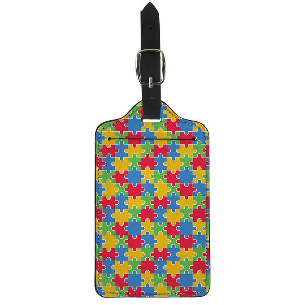 Autism Awareness Jigsaw Pattern Print Luggage Tag