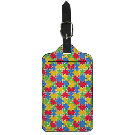 Autism Awareness Jigsaw Pattern Print Luggage Tag