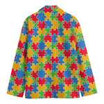 Autism Awareness Jigsaw Pattern Print Men's Blazer