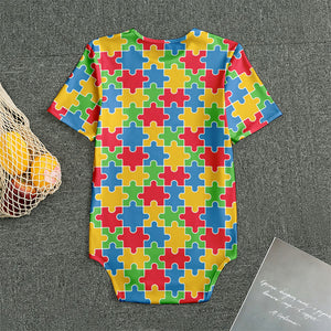 Autism Awareness Jigsaw Pattern Print Men's Bodysuit