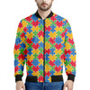 Autism Awareness Jigsaw Pattern Print Men's Bomber Jacket