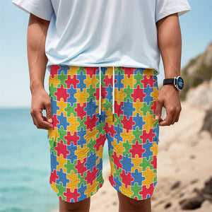 Autism Awareness Jigsaw Pattern Print Men's Cargo Shorts